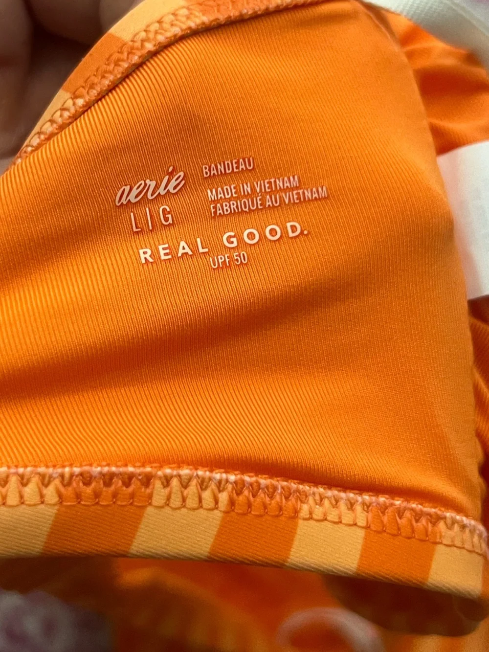 NWT Aerie O-ring Cheeky Halter Bikini Size Large Orange Geranium Stripes